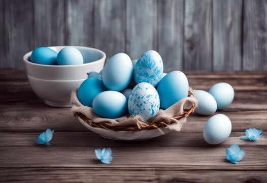 wooden eggs background painted shot Copy towel vertical Easter space kitchen blue grey Spring Celebration Holiday Fabric Egg Religious God Diy Springtime Orthodox Holy