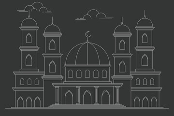 Islamic mosque minimal line design illustration