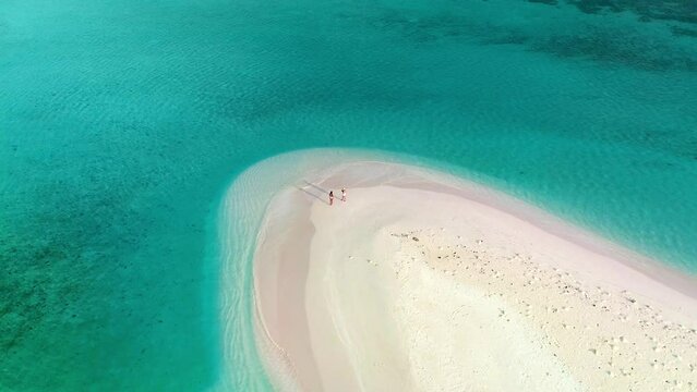 Aerial view of paradise island in Maldives, South Ari Atoll.