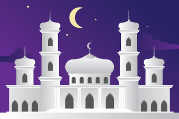 White Islamic mosque minimal design illustration