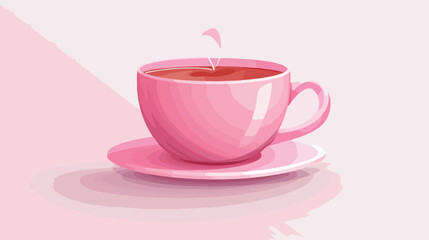 Fototapeta na wymiar Cup of coffee in soft pink colors. Vector flat vector