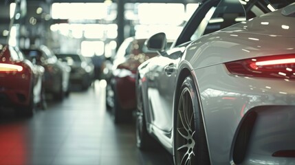 The hustle and bustle of a car dealership and the vibrant atmosphere of car shopping