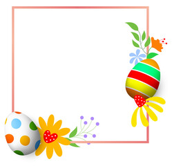 Easter border design with decorated Easter eggs. Happy Easter concept. Illustration