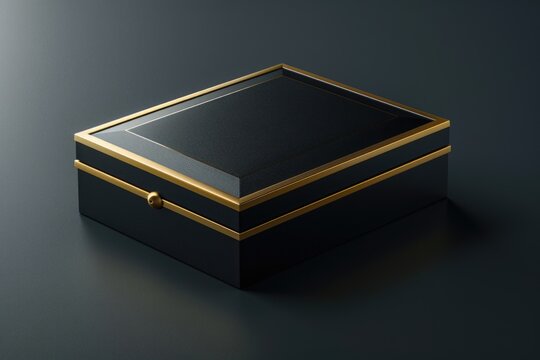 Elegant black and gold box on a dark background. Perfect for luxury product presentations