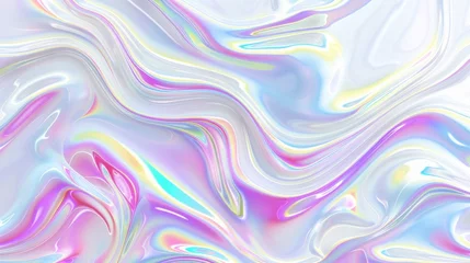 Poster White abstract holographic background. Holograph color texture with foil effect. Halographic iridescent backdrop. Pearlescent gradient for design.  © JovialFox