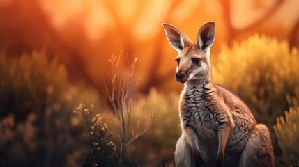 Muurstickers kangaroo at sunset © faiz