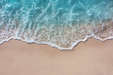 Fototapeta na wymiar Soft wave of blue ocean on sandy beach. Background. generative ai.