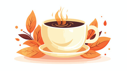 Cute isolated vector illustration of cup of hot tea