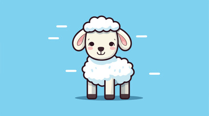 Cute lamb ram animal on blue background vector icon.