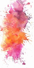 Watercolor splash with shades of pink and orange merging into a sunset-like abstraction, exuding warmth and artistic vibrancy on white.