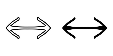 Double arrow icon vector. Two side arrow icon sign symbol vector. Two opposite horizontal arrow vector icon illustration isolated on white background	