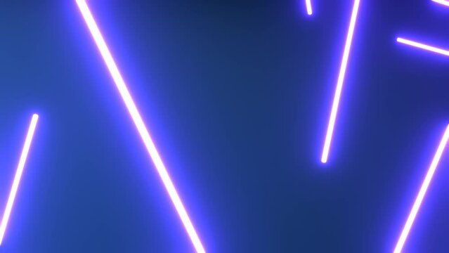 Dynamische Neonlinien: Abstraktes Video-Design in Blau und Lila f&uuml;r moderne Kunst und kreative digitale Projekte, Technologie, Innovation, Wissenschaft, Forschung
