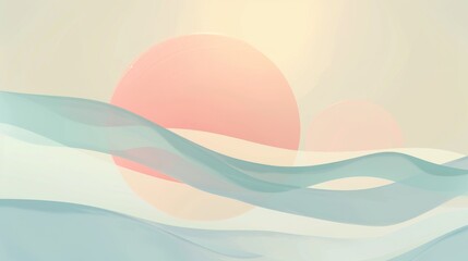 Tranquil geometric abstract background with soft, harmonious colors and fluid shapes for a peaceful, serene theme.