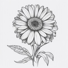 A Daisy tattoo traditional old school bold line on white background