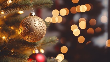 Close up of a festive Christmas ornament, perfect for holiday designs
