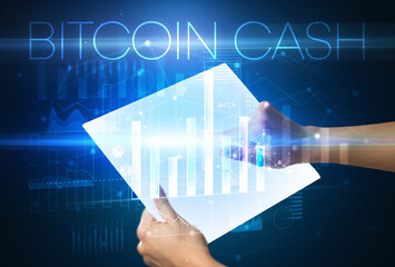 Hand holding futuristic, business concept