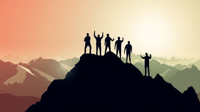 a group of people standing on a mountain top