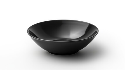 A black bowl placed on a white surface, suitable for various concepts and designs