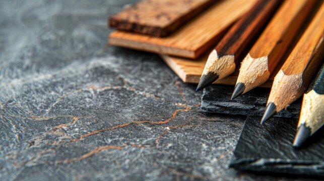 A bunch of pencils sitting on top of a table. Ideal for educational or office concepts