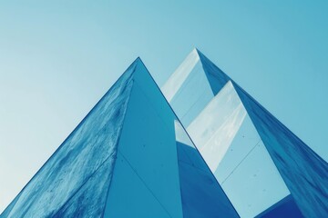 A blue building with a clear sky in the background. Suitable for architectural and urban themes