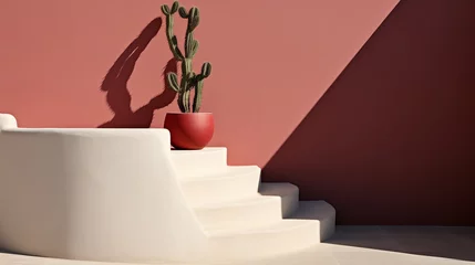 Fototapete a cactus in a pot on a staircase © Sergiu