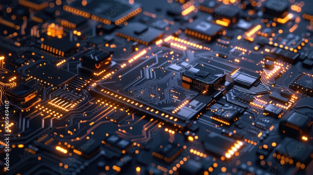 Aufkleber detailed view of a computer circuit board, suitable for technology concepts
