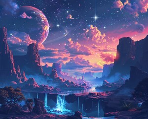 Serenity in shiny sci-fi landscapes hope amongst the stars