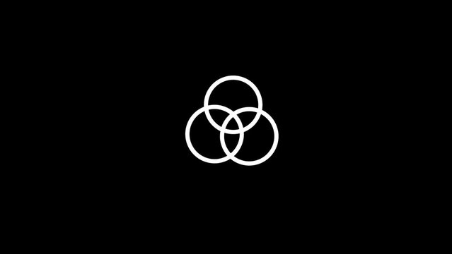 Animated venn diagram line icon. Three overlapping circles animation. Decision making.