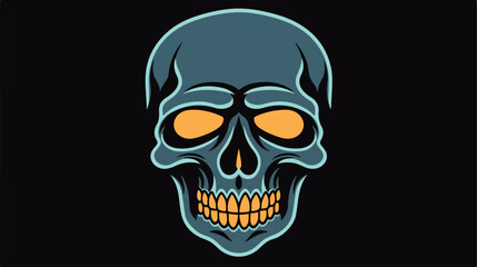 Flat style skull icon in isolated on black background