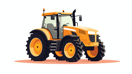 Obraz na płótnie Canvas Flat tractor on cream background. vector .