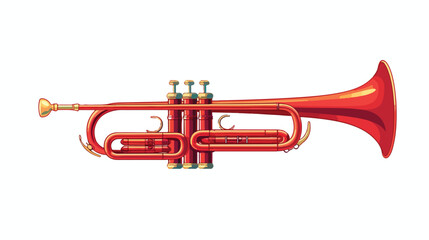 Flat vector illustration trumpet. musical instrument