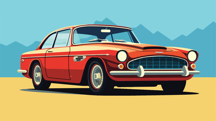 Obraz na płótnie Canvas Flat vector retro car isolated on color background