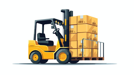 Forklift loaded with cardboard boxes logistics 
