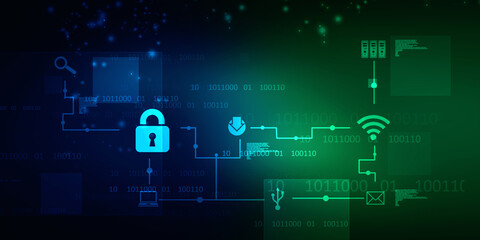 2d illustration Safety concept: Closed Padlock on digital background