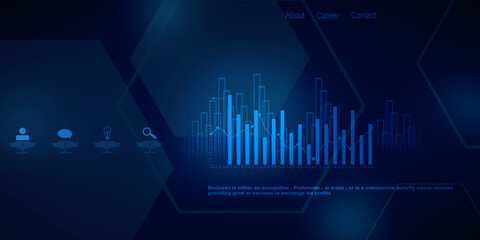 2d rendering Stock market online business concept. business Graph 