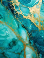 Abstract turquoise and gold marble background for wallpaper, wedding invitation. Backdrop concept for your graphic design, digital collages, banner, poster, web design. Colorful illustration
