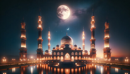 Fototapeta na wymiar mosque at night view
