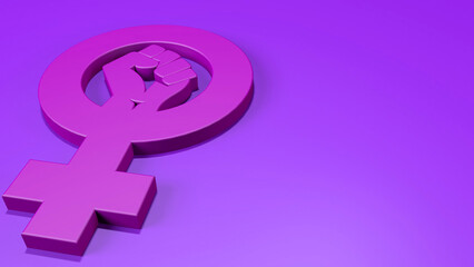 International women's day symbol 3d render purple background