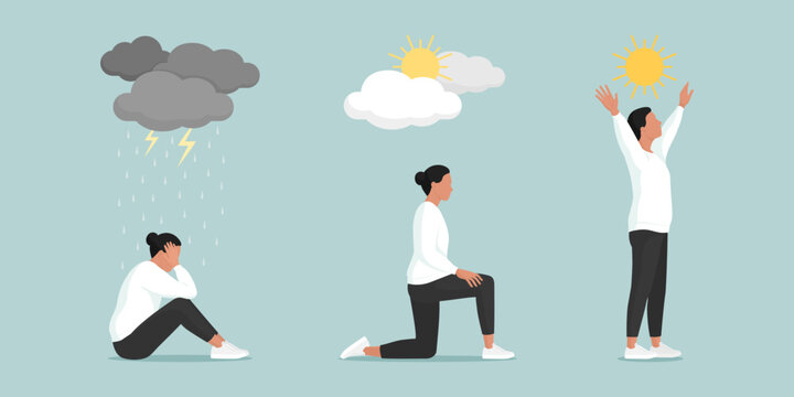 Depressed woman taking care of herself and feeling better