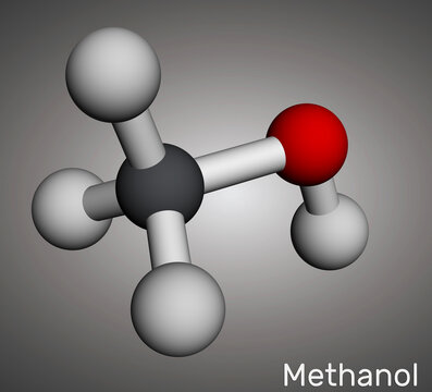 Methanol, methyl alcohol, molecule. Sugar substitute and E951 Molecular model. 3D rendering