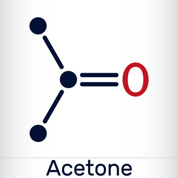 Acetone ketone molecule. It is organic solvent. Skeletal chemical formula