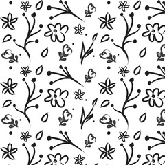 simple hand drawn flower seamless pattern