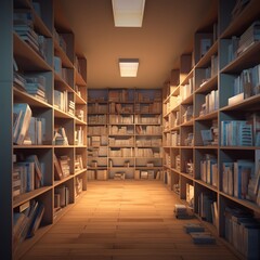 illustration of A modern reference room shelves filled with folders, Generative ai - obrazy, fototapety, plakaty