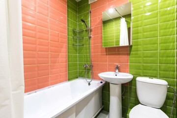 modern bathroom room with toilet and washing machine