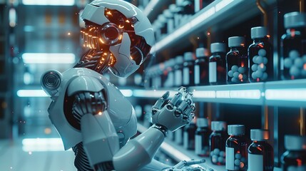 AI helps people to invent new molecules and medicine using robotic technology. Generative AI.