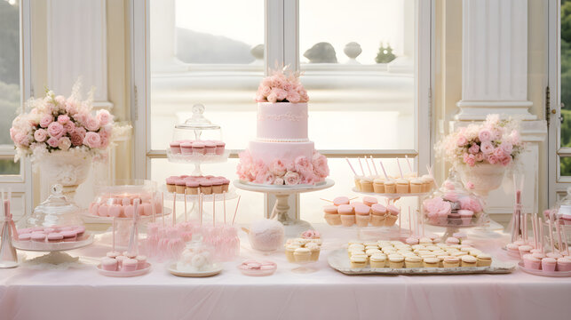 Picturesque dessert table displaying assorted artisanal delights, creating an ambiance of celebration and joy