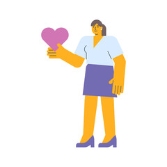 Businesswoman holding heart and smiling