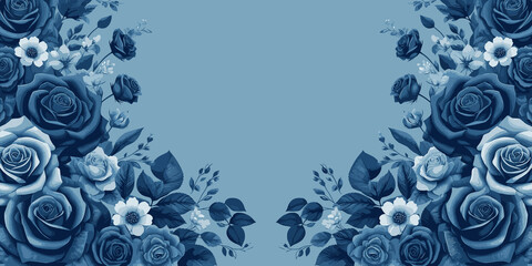 Floral background with blue roses and daisies., decorative floral card design, Vector illustration, generative ai
