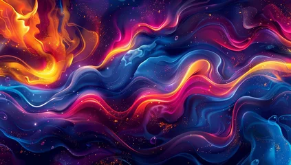 Peel and stick wall murals Fractal waves Abstract background with colorful liquid waves 