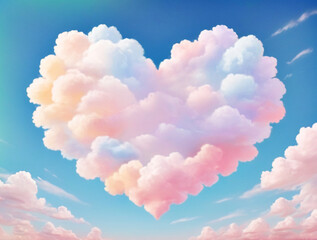 Clouds in the sky in the shape of white and pink hearts, love concept Valentine's day heart, sky, blue, nature, clouds, love, background, shape, love, outdoor, weather, day, romantic.